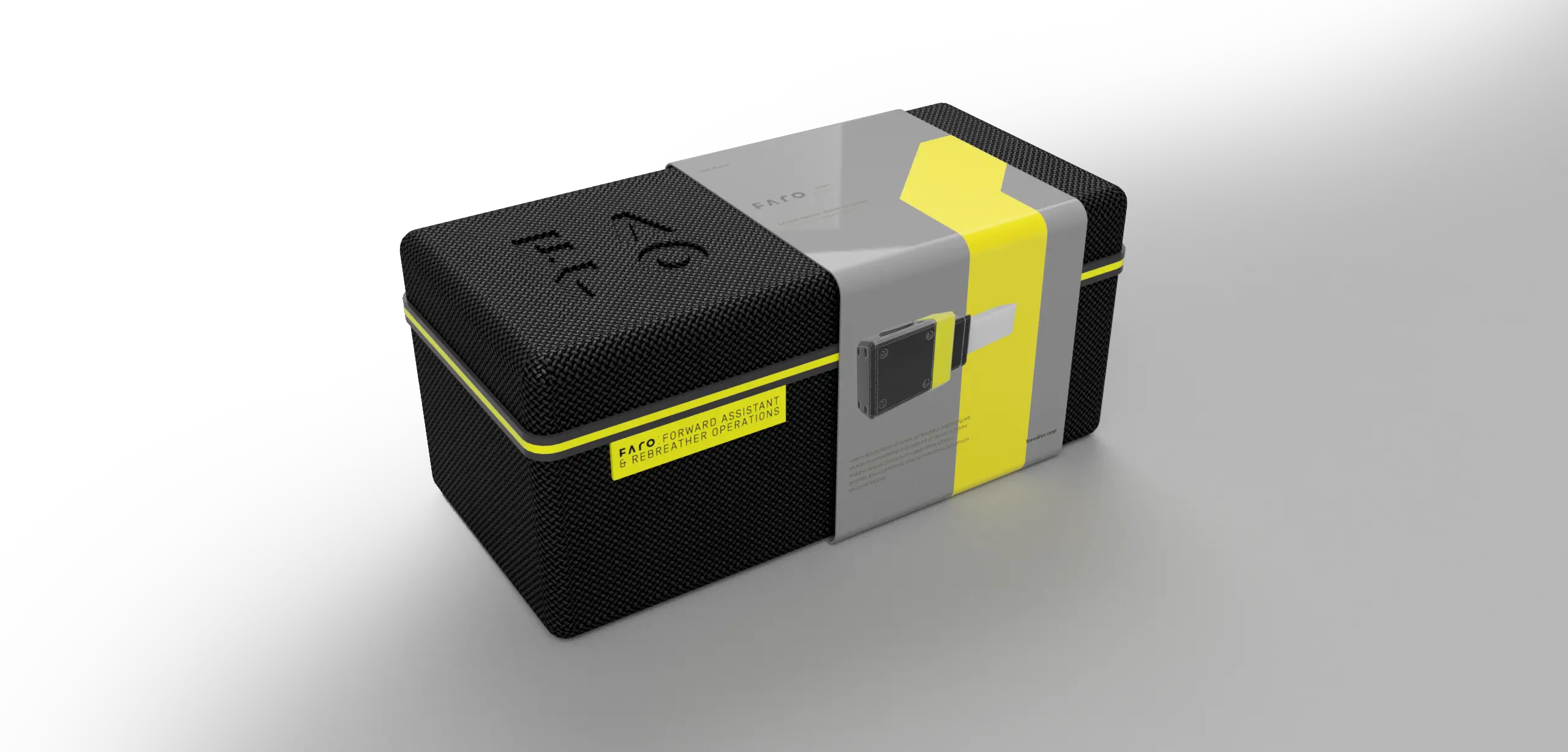 The FARO SK4 carry case, closed, with its printed sleeve